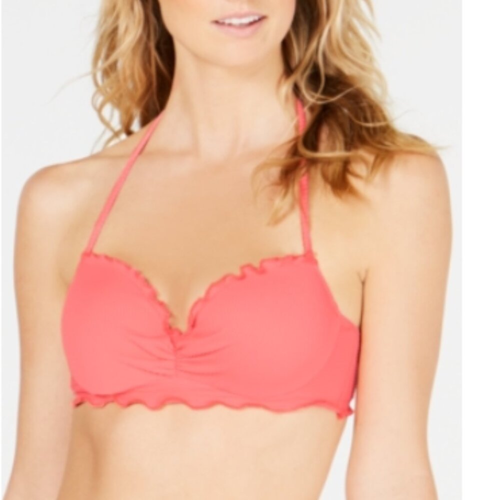 Sundazed CORAL OASIS Ava Ruffle-Edge Bikini Swim Top US 32B UK 32B